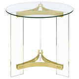 Janessa Matte Brass 3-Piece Acrylic Coffee and End Table Set by Coaster at Eve Furniture