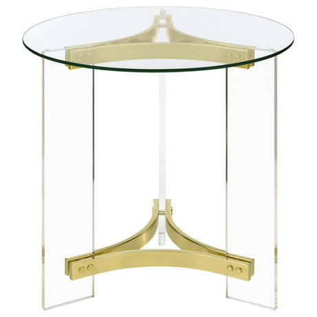 Janessa Matte Brass 3-Piece Acrylic Coffee and End Table Set by Coaster at Eve Furniture