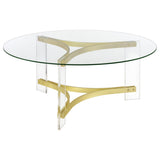 Janessa Matte Brass 3-Piece Acrylic Coffee and End Table Set by Coaster at Eve Furniture