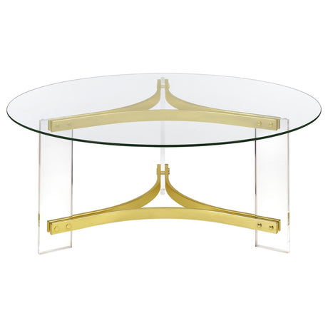 Janessa Matte Brass 3-Piece Acrylic Coffee and End Table Set by Coaster at Eve Furniture