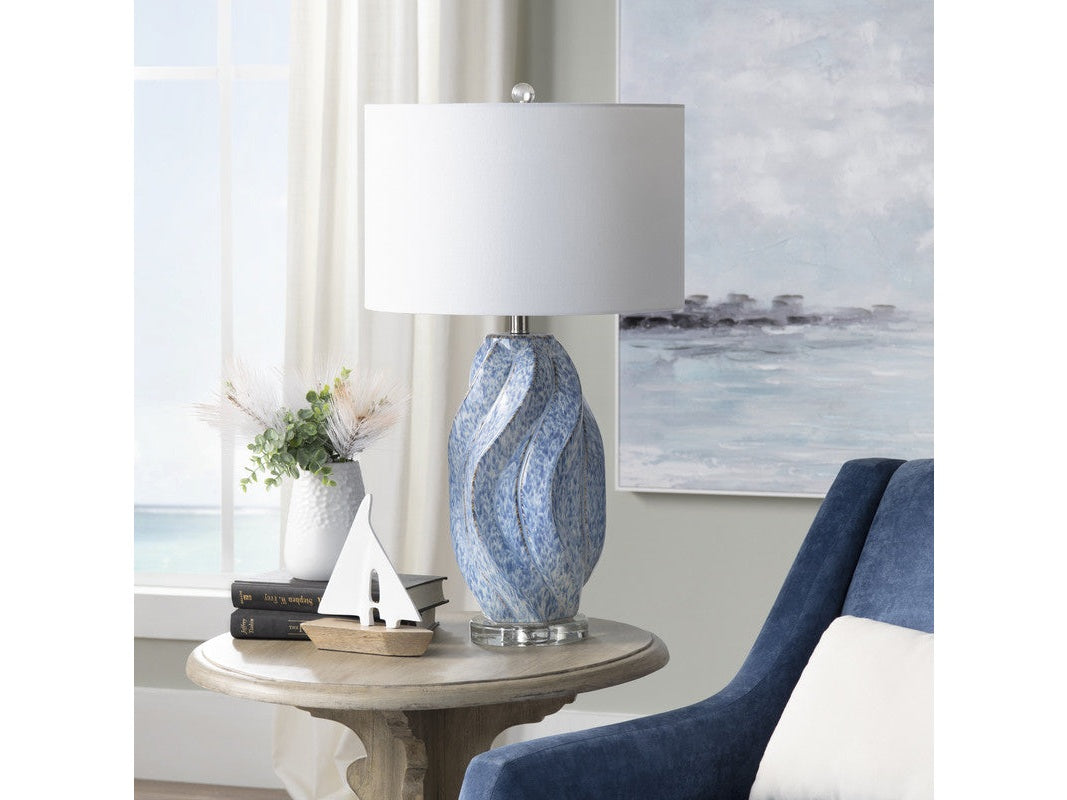 Janice Blue Swirl Table Lamp by Crestview at Eve Furniture