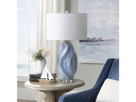 Janice Blue Swirl Table Lamp by Crestview at Eve Furniture