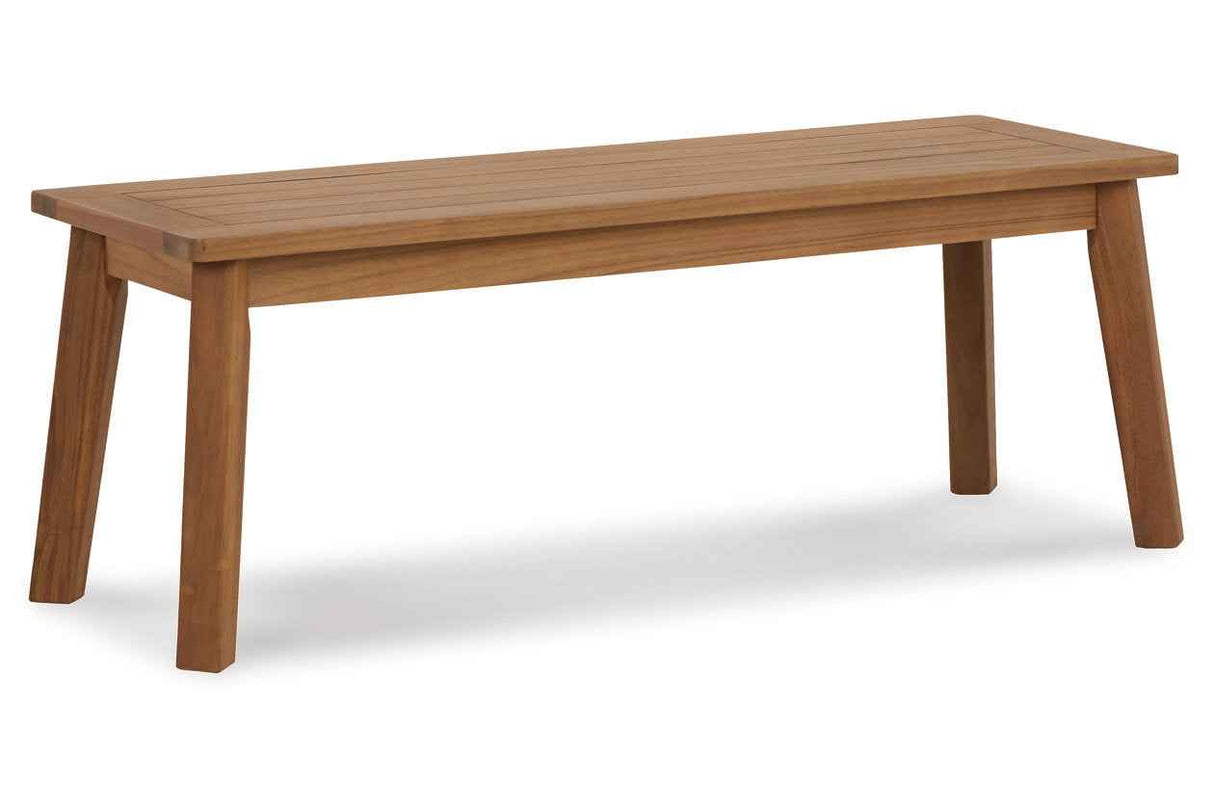 Janiyah Light Brown Outdoor Dining Bench by Ashley at Eve Furniture