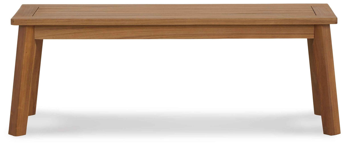 Janiyah Light Brown Outdoor Dining Bench by Ashley at Eve Furniture