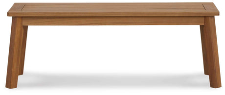 Janiyah Light Brown Outdoor Dining Bench by Ashley at Eve Furniture
