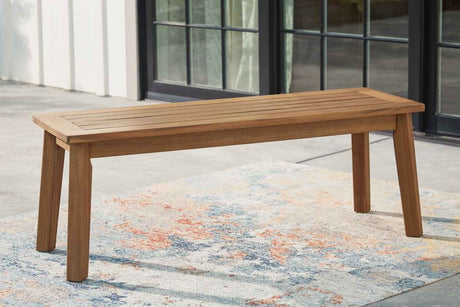Janiyah Light Brown Outdoor Dining Bench by Ashley at Eve Furniture