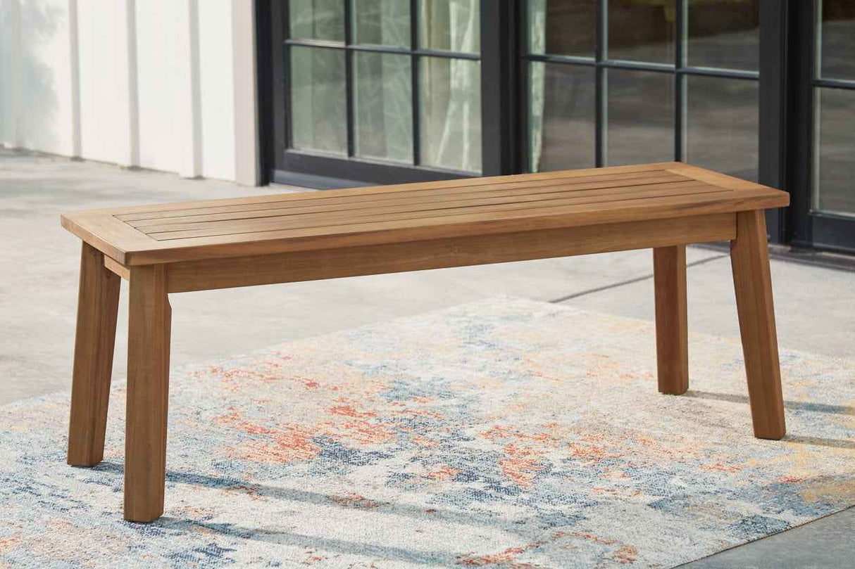 Janiyah Light Brown Outdoor Dining Bench by Ashley at Eve Furniture