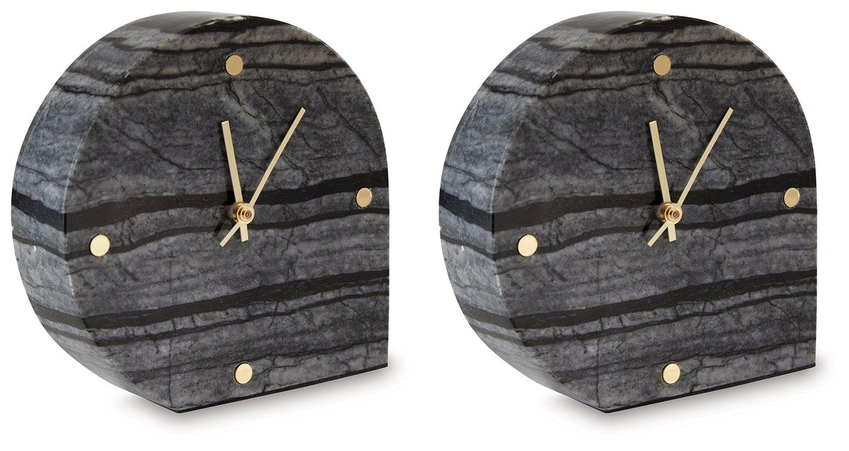 Janmour Black Table Clock by Ashley at Eve Furniture