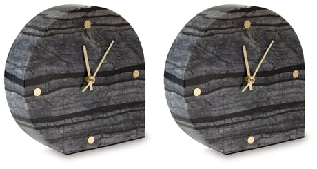Janmour Black Table Clock by Ashley at Eve Furniture