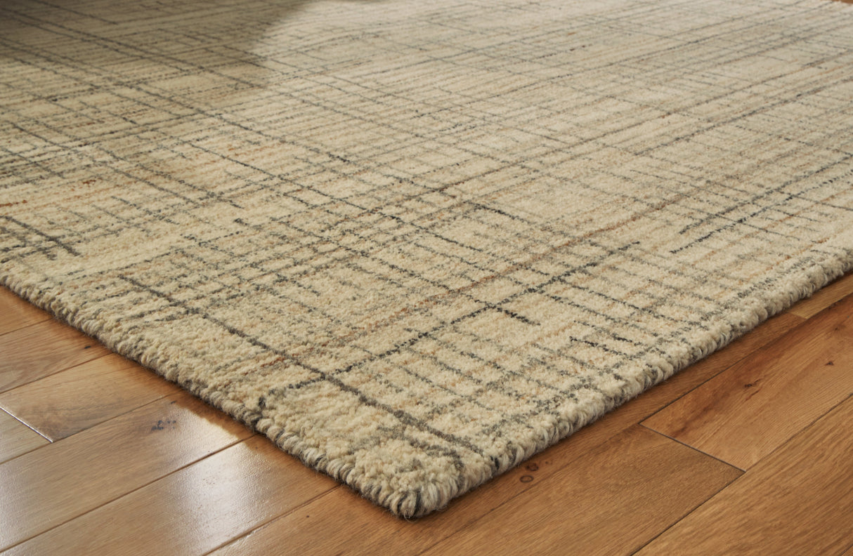 Janston Ivory/Gray/Tan Large Rug by Ashley at Eve Furniture