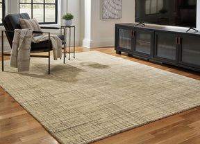 Janston Ivory/Gray/Tan Large Rug by Ashley at Eve Furniture