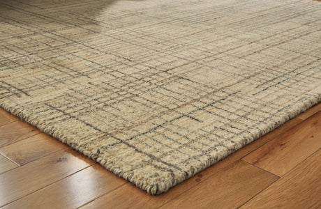 Janston Ivory/Gray/Tan Medium Rug by Ashley at Eve Furniture