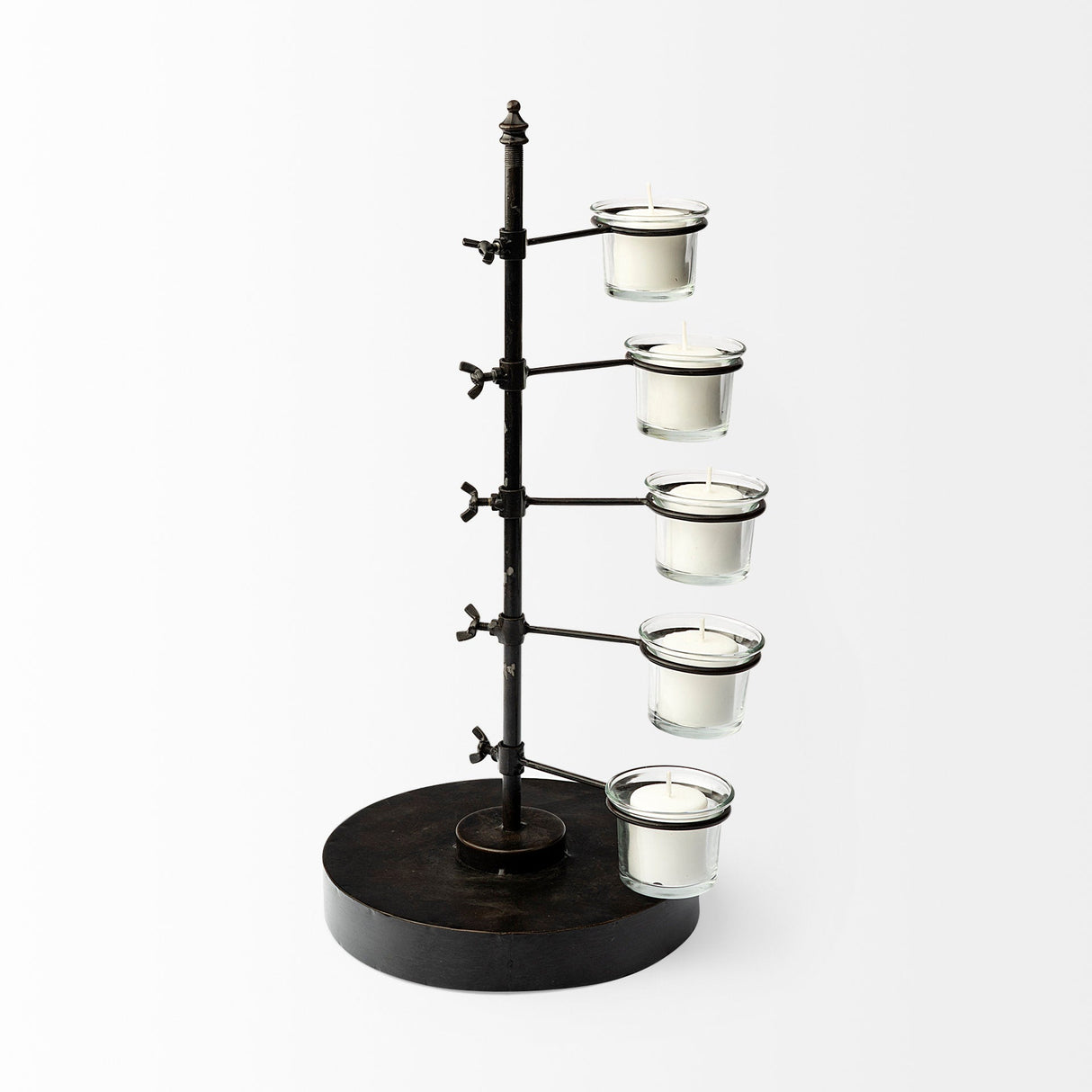 Jaran Black Metal Five Armed Tealight Table Candle Holder by Mercana at Eve Furniture