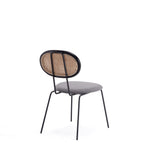Jardin Dining Chair in Black with Cane and Grey Upholstered Seating (set of 2) by Manhattan Comfort at Eve Furniture