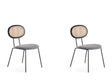 Jardin Dining Chair in Black with Cane and Grey Upholstered Seating (set of 2) by Manhattan Comfort at Eve Furniture