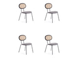 Jardin Dining Chair in Black with Cane and Grey Upholstered Seating (set of 4) by Manhattan Comfort at Eve Furniture