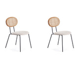 Jardin Dining Chair in Nature Cane and Oatmeal Upholstered Seating (set of 2) by Manhattan Comfort at Eve Furniture