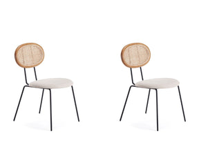 Jardin Dining Chair in Nature Cane and Oatmeal Upholstered Seating (set of 2) by Manhattan Comfort at Eve Furniture