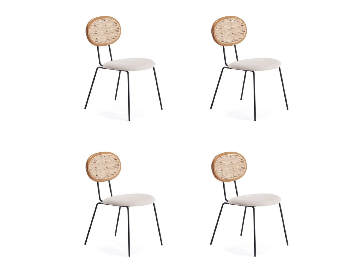 Jardin Dining Chair in Nature Cane and Oatmeal Upholstered Seating (set of 4) by Manhattan Comfort at Eve Furniture