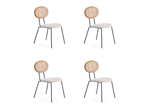 Jardin Dining Chair in Nature Cane and Oatmeal Upholstered Seating (set of 4) by Manhattan Comfort at Eve Furniture