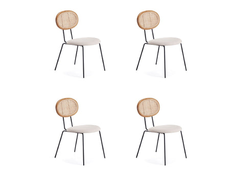 Jardin Dining Chair in Nature Cane and Oatmeal Upholstered Seating (set of 4) by Manhattan Comfort at Eve Furniture