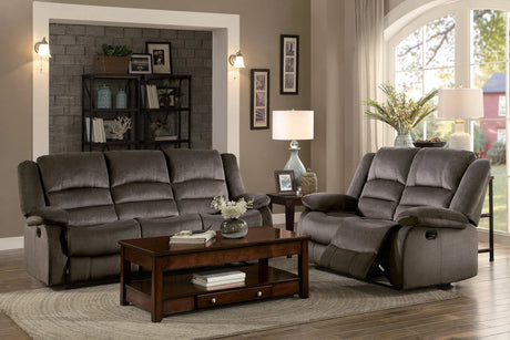 Jarita Chocolate Double Reclining Loveseat by Homelegance at Eve Furniture