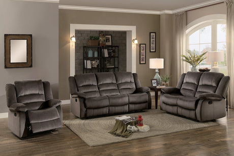 Jarita Chocolate Double Reclining Sofa by Homelegance at Eve Furniture