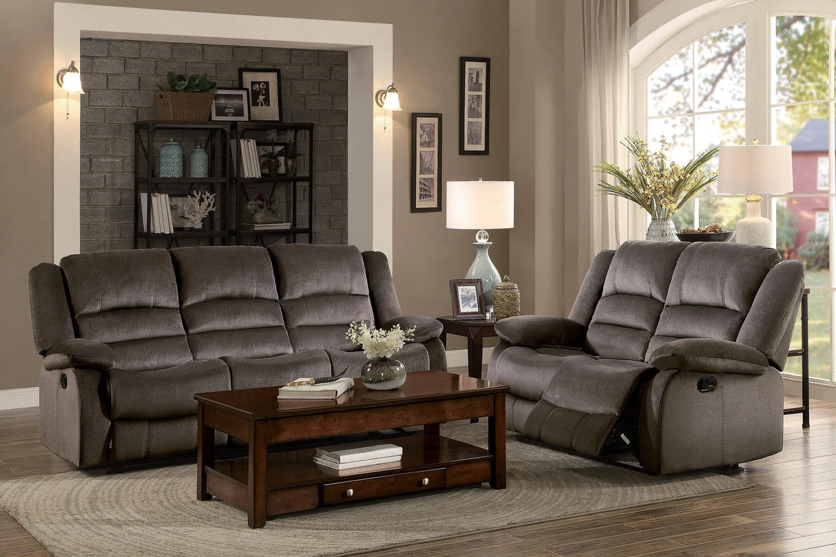 Jarita Chocolate Double Reclining Sofa by Homelegance at Eve Furniture