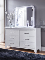Jarlee White King Panel Bedroom Set with Dresser, Mirror and Nightstand