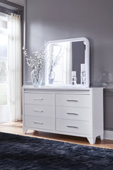 Jarlee White King Panel Bedroom Set with Dresser, Mirror and Nightstand
