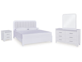 Jarlee White King Panel Bedroom Set with Dresser, Mirror and Nightstand by Ashley at Eve Furniture
