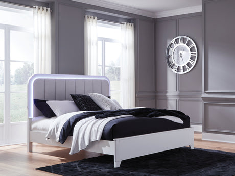 Jarlee White King Upholstered Panel Bed by Ashley at Eve Furniture