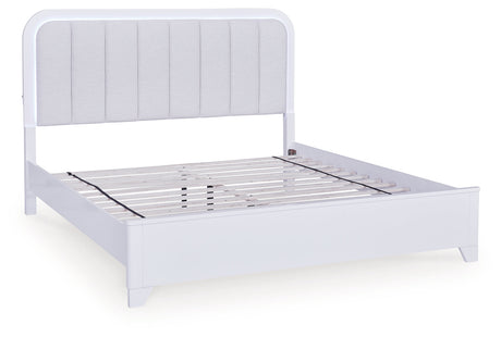 Jarlee White King Upholstered Panel Bed by Ashley at Eve Furniture
