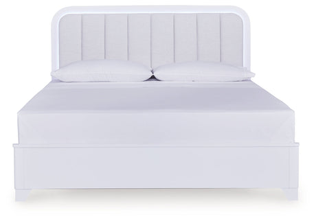 Jarlee White King Upholstered Panel Bed by Ashley at Eve Furniture
