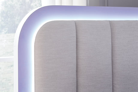 Jarlee White King Upholstered Panel Bed by Ashley at Eve Furniture