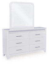 Jarlee White Queen Panel Bedroom Set with Dresser, Mirror and Nightstand