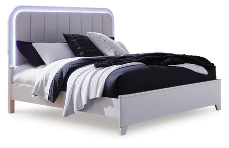 Jarlee White Queen Upholstered Panel Bed by Ashley at Eve Furniture
