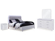 Jarlee White Queen Upholstered Panel Bed by Ashley at Eve Furniture