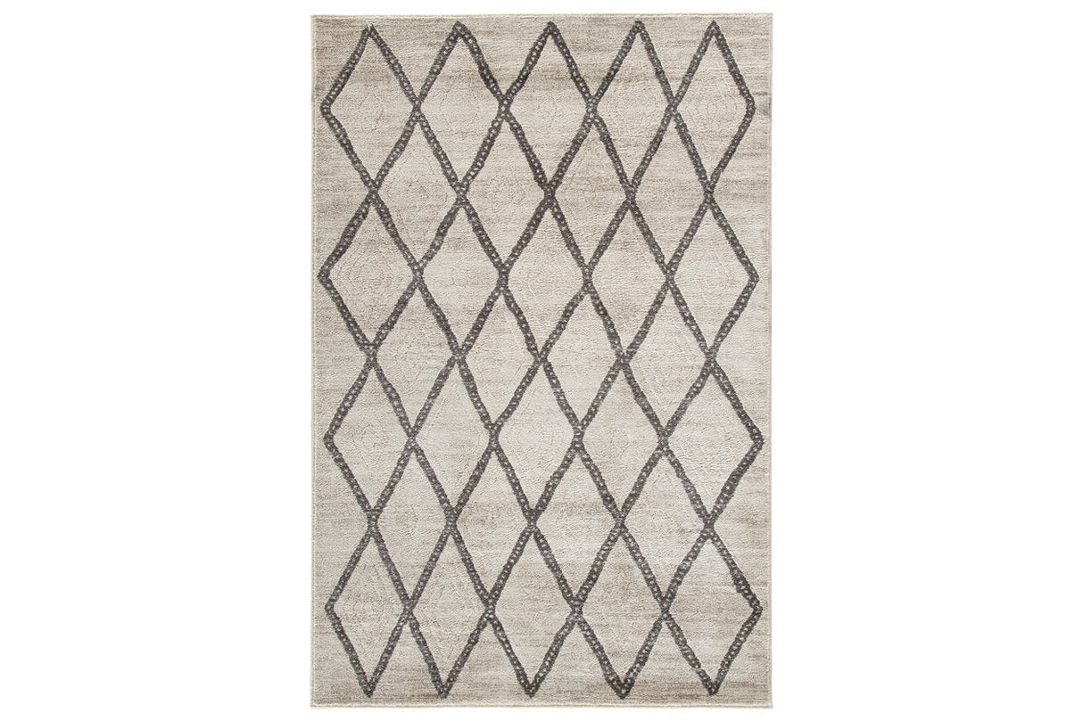 Jarmo Cream/Gray 5' x 7' Rug by Ashley at Eve Furniture