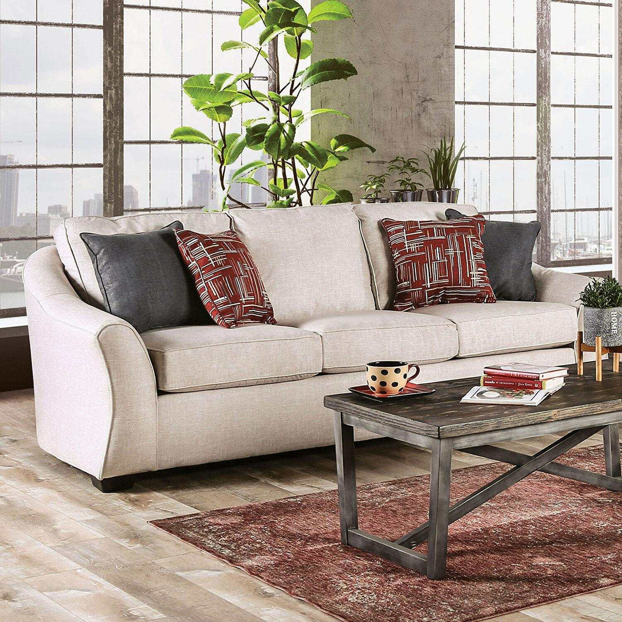Jarrow Ivory Stationary Sofa & Loveseat by Furniture of America at Eve Furniture
