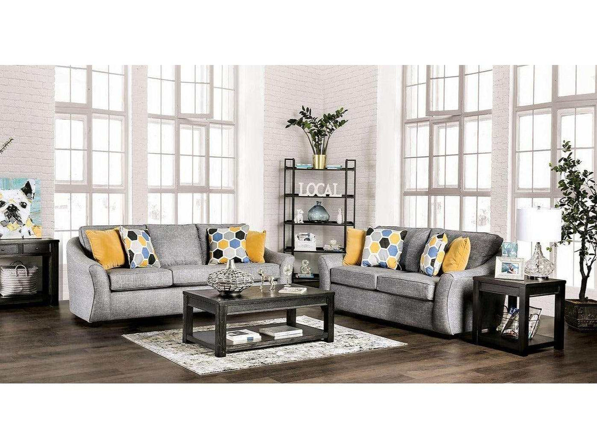 Jarrow Light Gray Stationary Sofa & Loveseat by Furniture of America at Eve Furniture