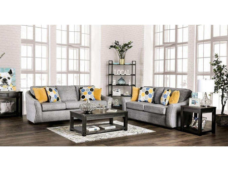 Jarrow Light Gray Stationary Sofa & Loveseat by Furniture of America at Eve Furniture