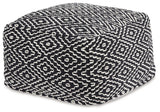 Jasett Black/Ivory Pouf by Ashley at Eve Furniture