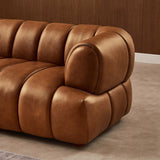 Jasmin Mid-Century Modern 89.7'' Upholstered Sofa Leather / Tan