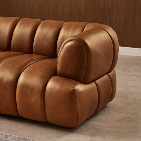 Jasmin Mid-Century Modern Cognac Genuine Leather Sofa by Ashcroft Furniture at Eve Furniture