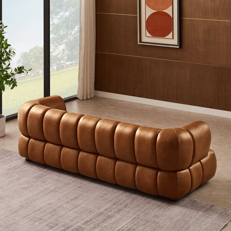 Jasmin Mid-Century Modern Cognac Genuine Leather Sofa by Ashcroft Furniture at Eve Furniture