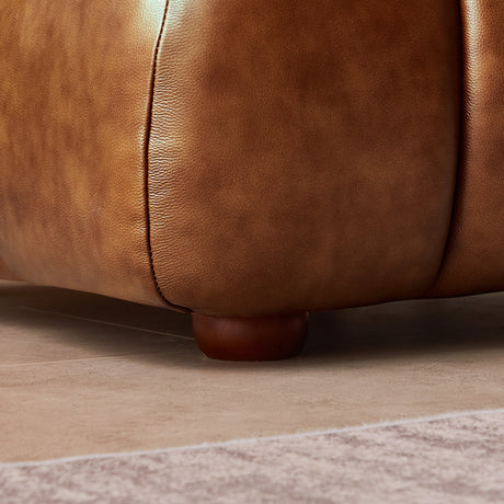Jasmin Mid-Century Modern Cognac Genuine Leather Sofa by Ashcroft Furniture at Eve Furniture