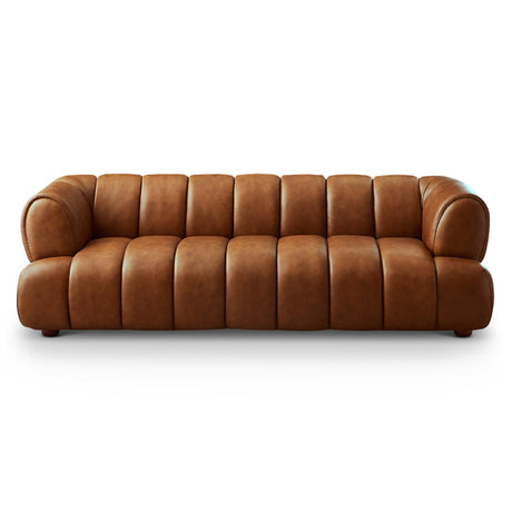 Jasmin Mid-Century Modern Cognac Genuine Leather Sofa by Ashcroft Furniture at Eve Furniture