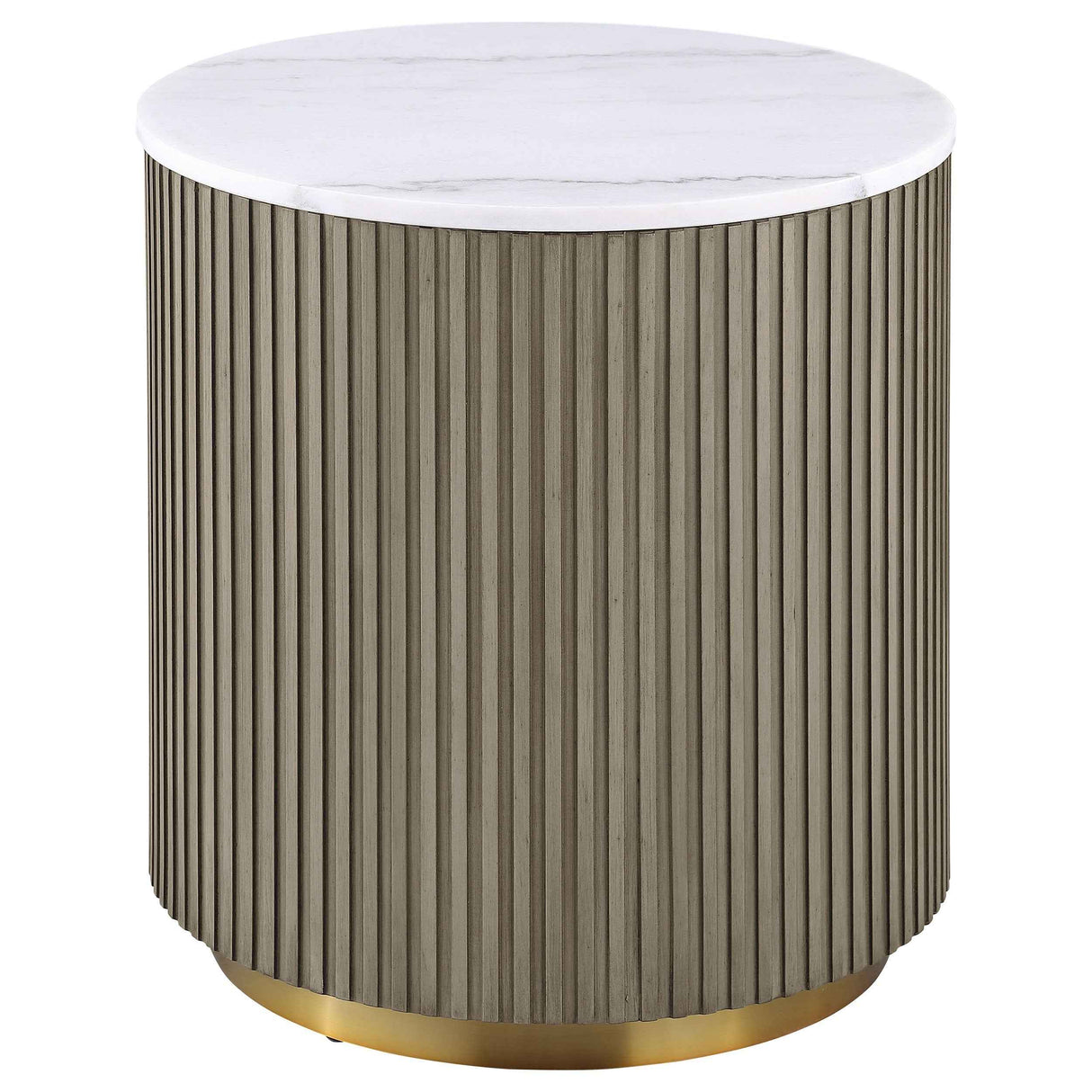 Jason Greige/White Marble 3-piece Round White Marble Coffee Table Set by Coaster at Eve Furniture