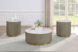 Jason Greige/White Marble 3-piece Round White Marble Coffee Table Set by Coaster at Eve Furniture